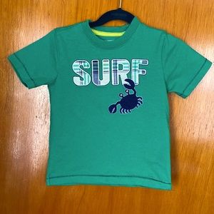 Gymboree TShirt - Green Shirt with SURF in Plaid & Blue Crab on Front - Size:2T